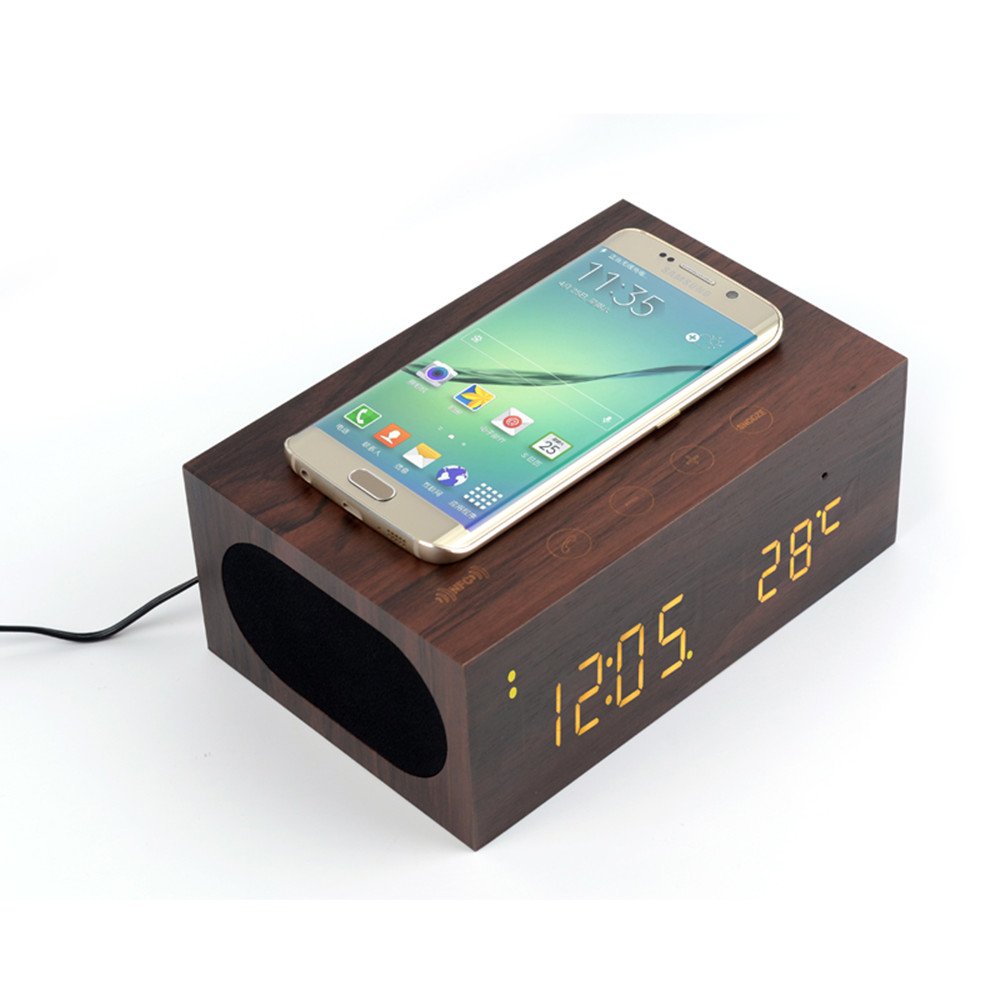 TuoP Wood Alarm Clock Qi Charger