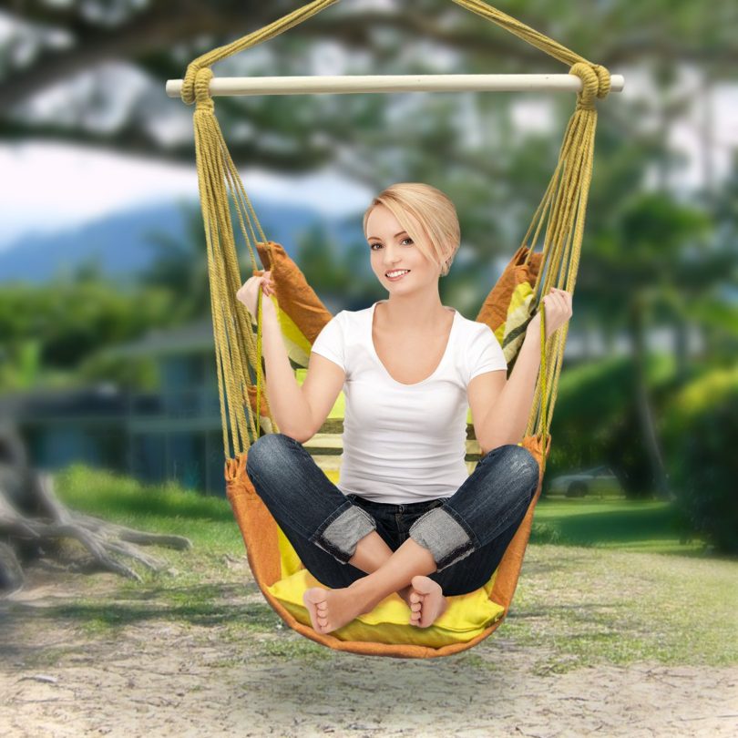 Sorbus Hanging Rope Hammock Chair Swing Seat for Any Indoor or Outdoor Spaces