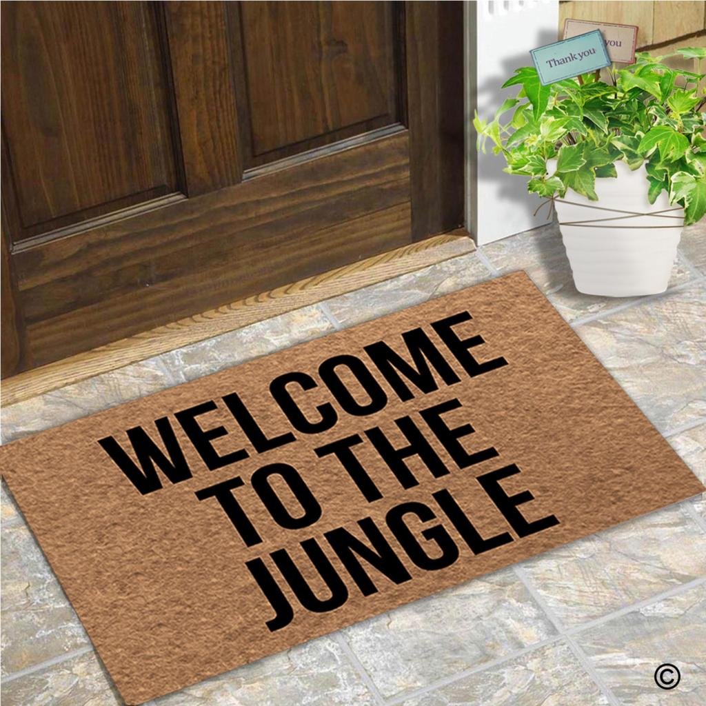 MsMr Door Mat Entrance Floor Mat Welcome to The Jungle Designed Funny Indoor Outdoor Doormat Non-Woven Fabric