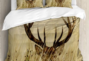 Antler Decor Queen Size Duvet Cover Set by Ambesonne
