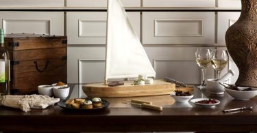 TOSCANA – a Picnic Time Brand Bamboo Sailboat Cheese Board and Tool Set