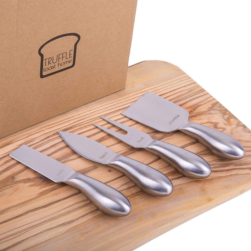 Modern 4-piece Set of Brushed Stainless Steel Cheese Knives