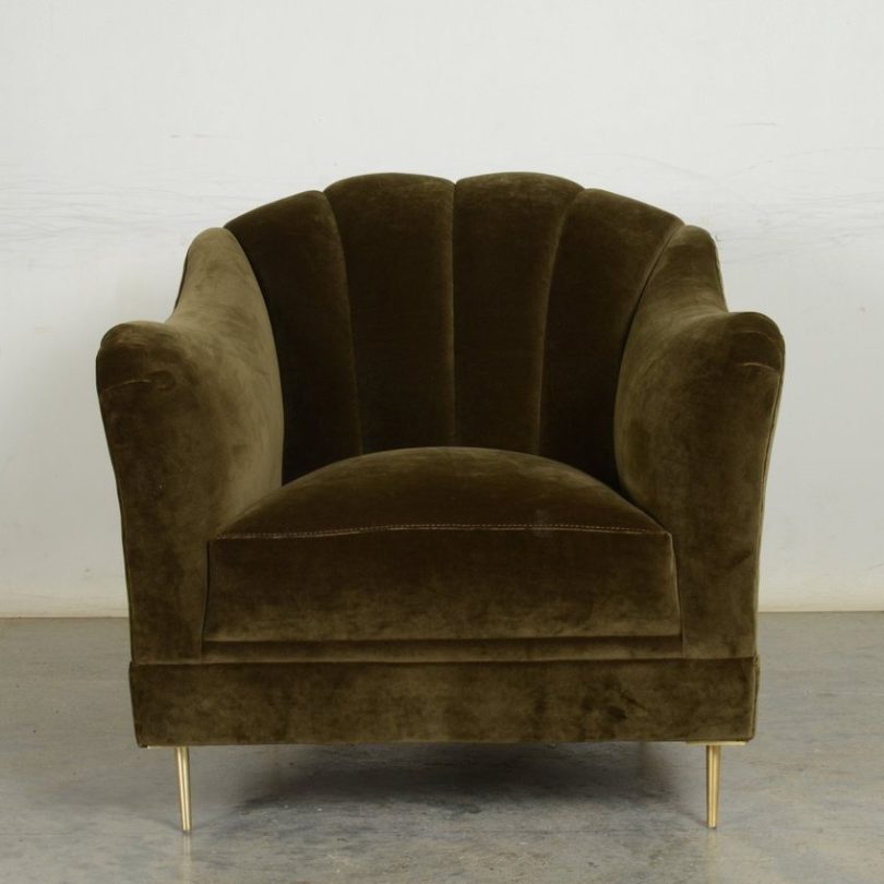 Olive Velvet Raleigh Chair by COCOCOHome