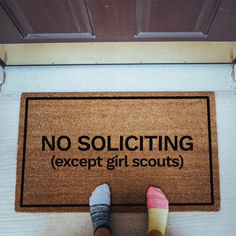 No Soliciting Except Girl Scouts Doormat