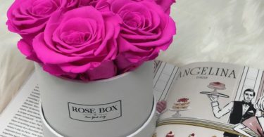 Mini White Box with Neon Pink Roses