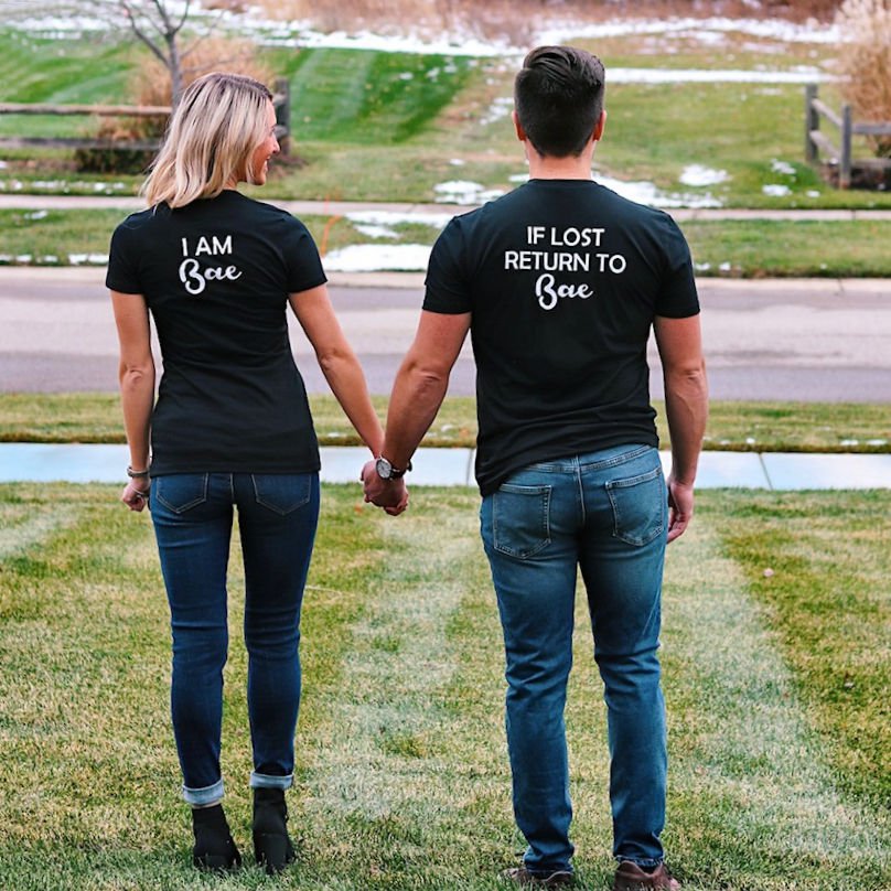 I Am Bae & If Lost Return to Bae Matching Couples T-Shirts