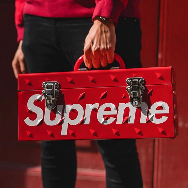 Supreme Diamond Plate Tool Box Red