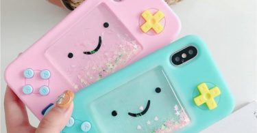 Cute Cartoon Gameboy Quicksand Glitter Liquid Phone Case