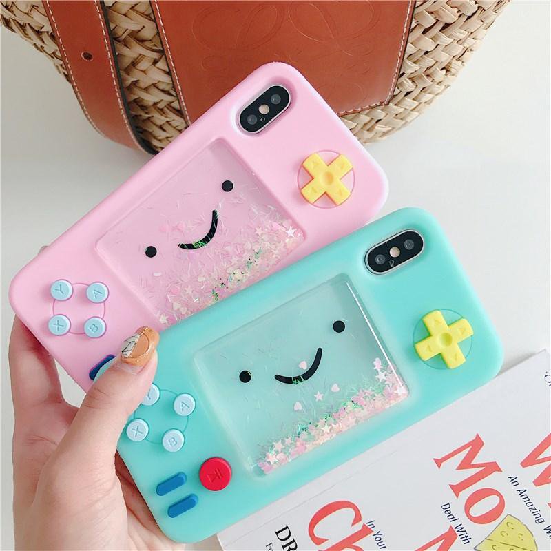 Cute Cartoon Gameboy Quicksand Glitter Liquid Phone Case