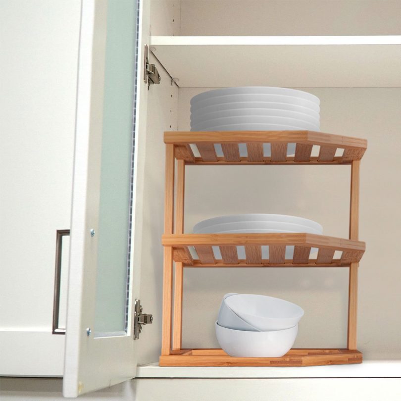 Natural Bamboo Corner Storage Shelf