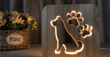 HIOJDWA Night light3D Dog Paw Wooden Led Lamp Kids