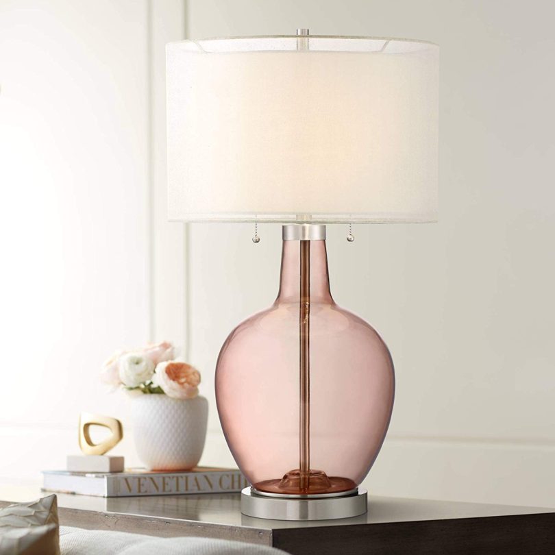 Possini Euro Natalie Rose Glass Gourd Table Lamp