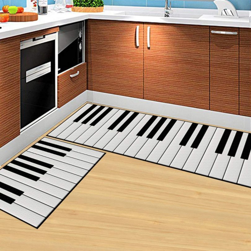 Piano Pattern Floor Mat Kitchen Carpet Absorb Water Mat Anti-Slip