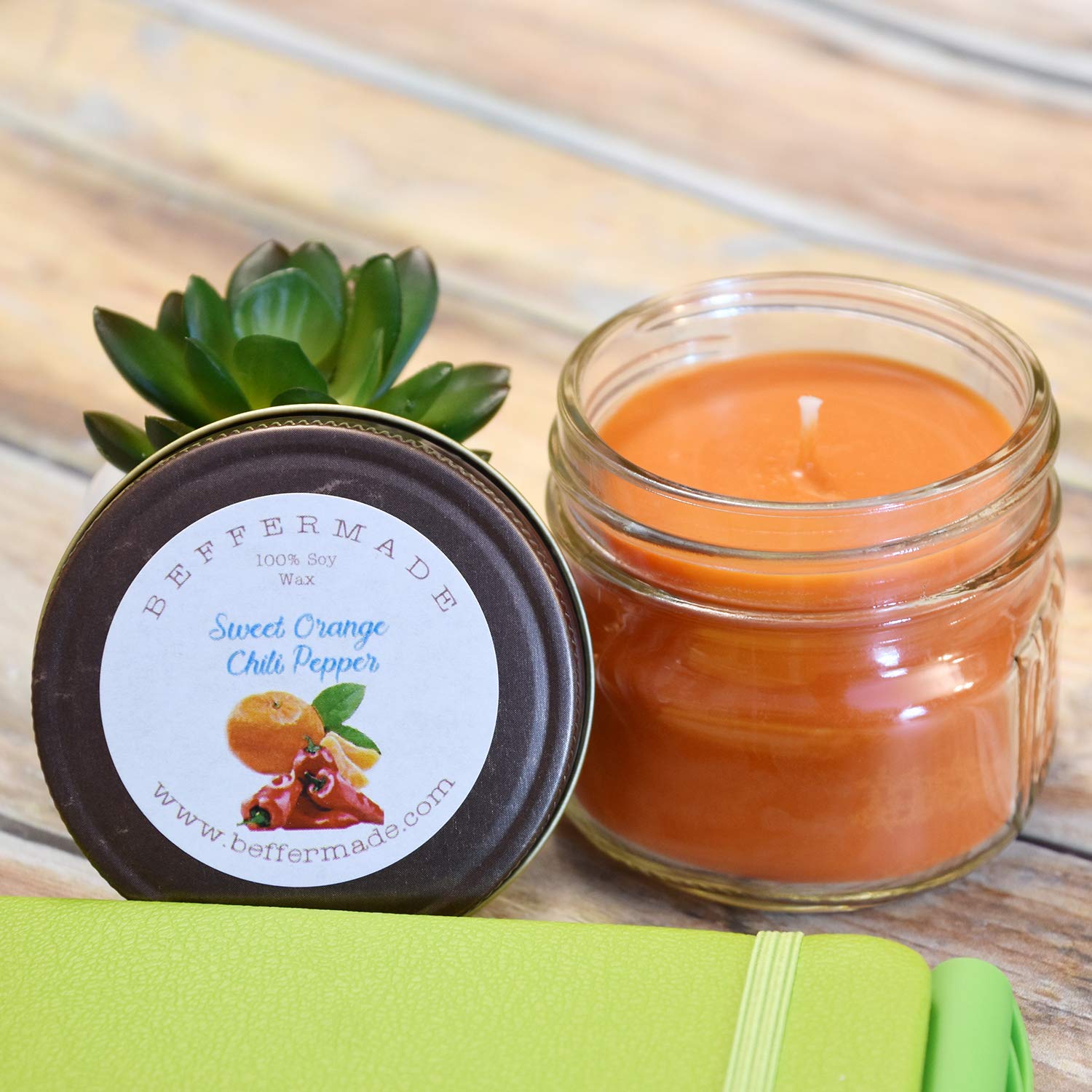 Sweet Orange Chili Pepper 4 oz Soy Mason Jar Candle