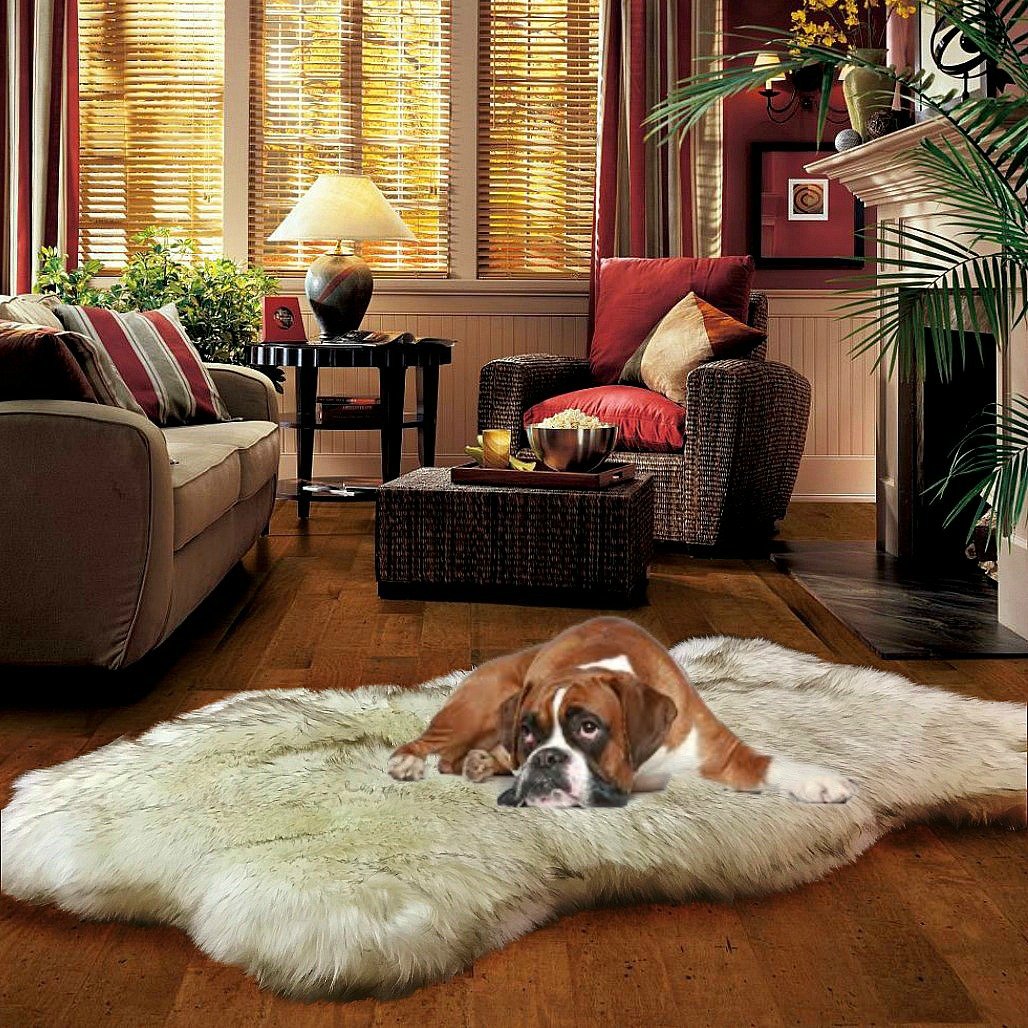 Fur Accents Thick Luxury Fur Throw Rug