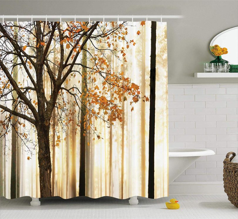 Ambesonne Shower Curtain Fall Trees Print Mom Gift