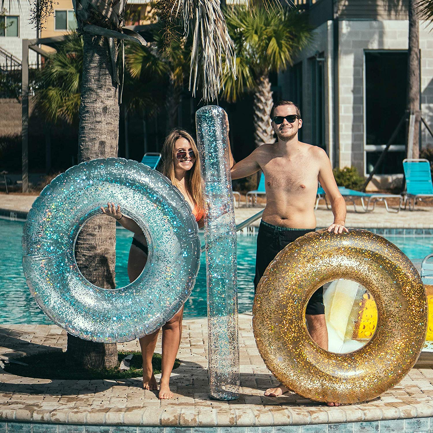 Gold Glitter 48″ GIANT Pool Tube