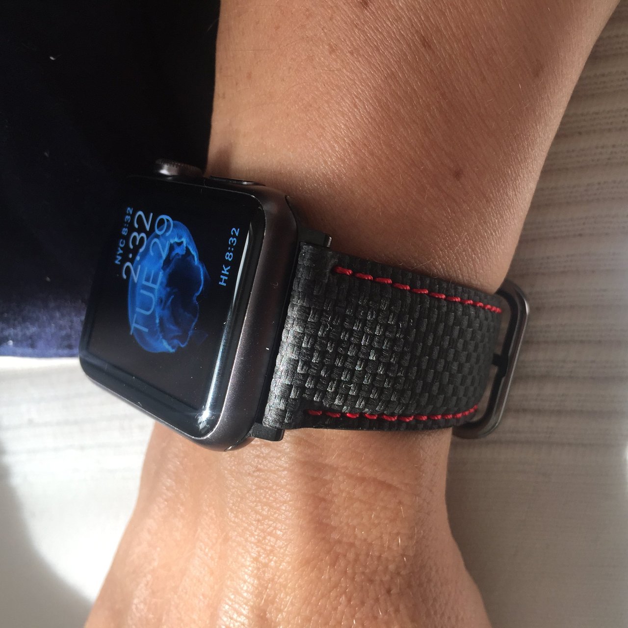 Carbon Fiber Leather Print Apple Watch Band