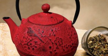 Red Cast Iron Suzume Teapot