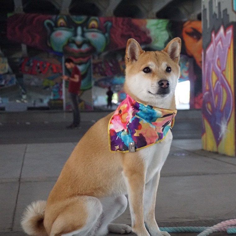 Yellow Abstract Satin Bandana