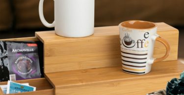 Bamboo K-Cup and Tea Bags Organizer with Side Drawer