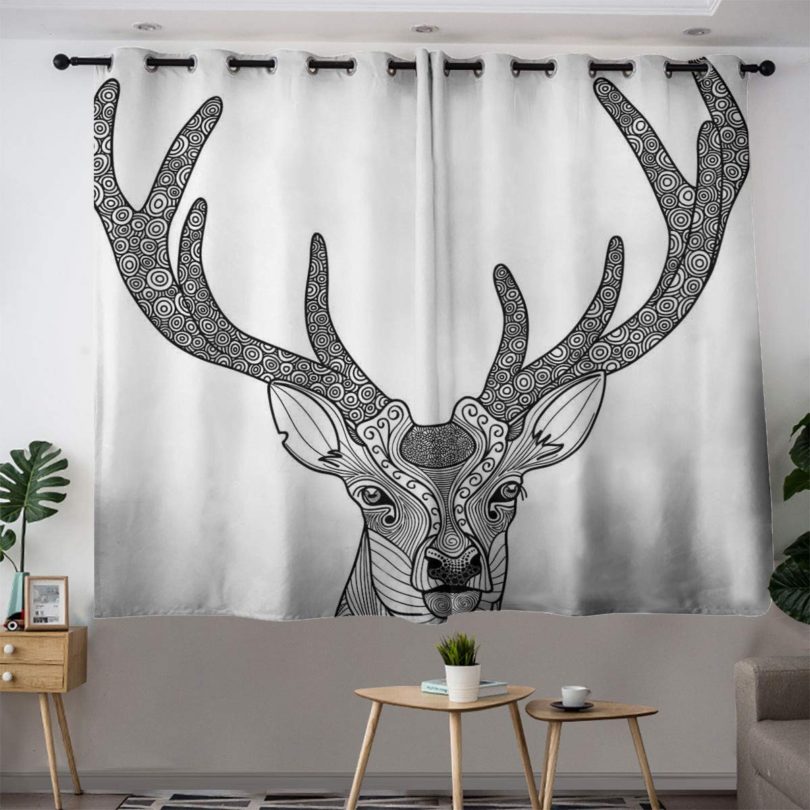 Bohogift Antlers DecorBlackout curtain