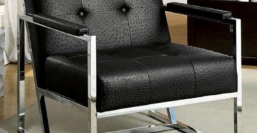 Furniture of America Bindy Ostrich Leatherette Accent Chair in Black