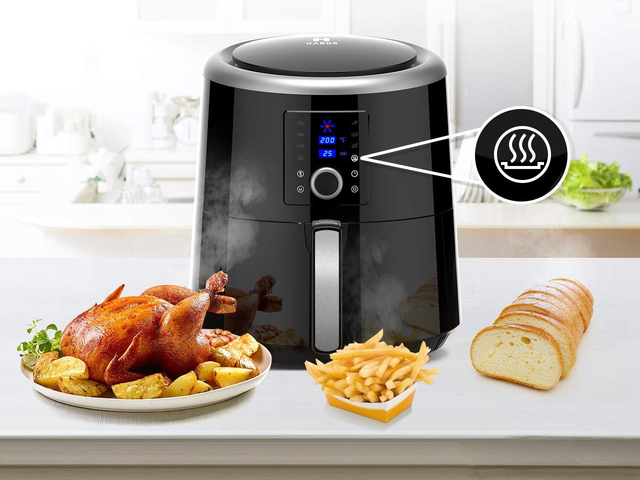 Digital XXL 5.8QT Air fryer with 7 Preset Cooking Functions