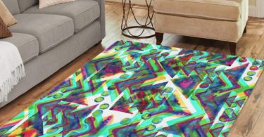 Semtomn Area Rug 2′ X 3′ Geometric Pattern Watercolor Neon Green on White Collage Geometry Home Decor Collection Floor Rugs Carpet
