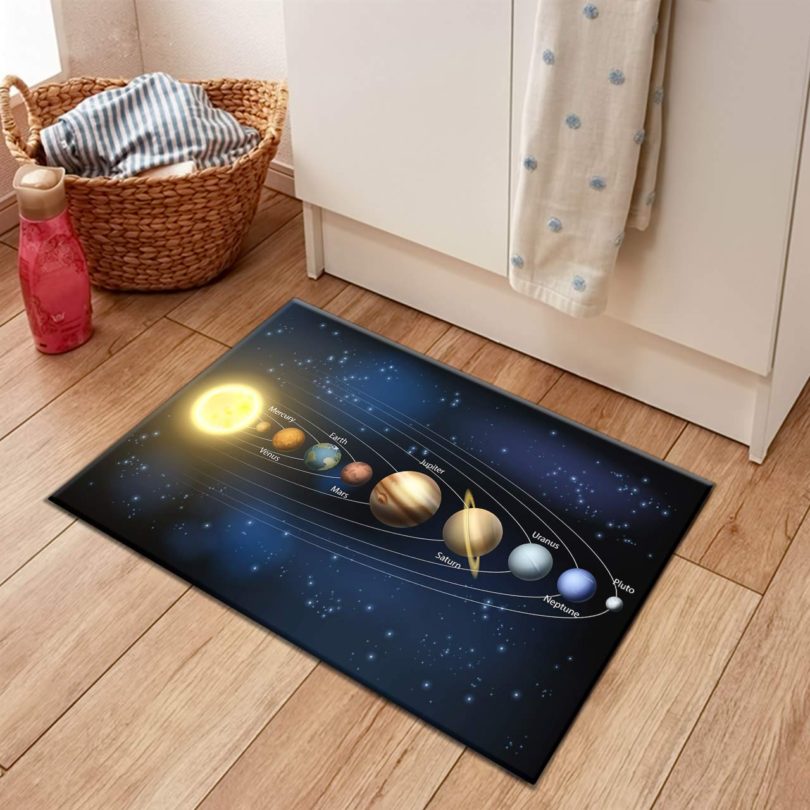 HVEST Solar System Rug Planets Revolve Arround The Sun Carpet