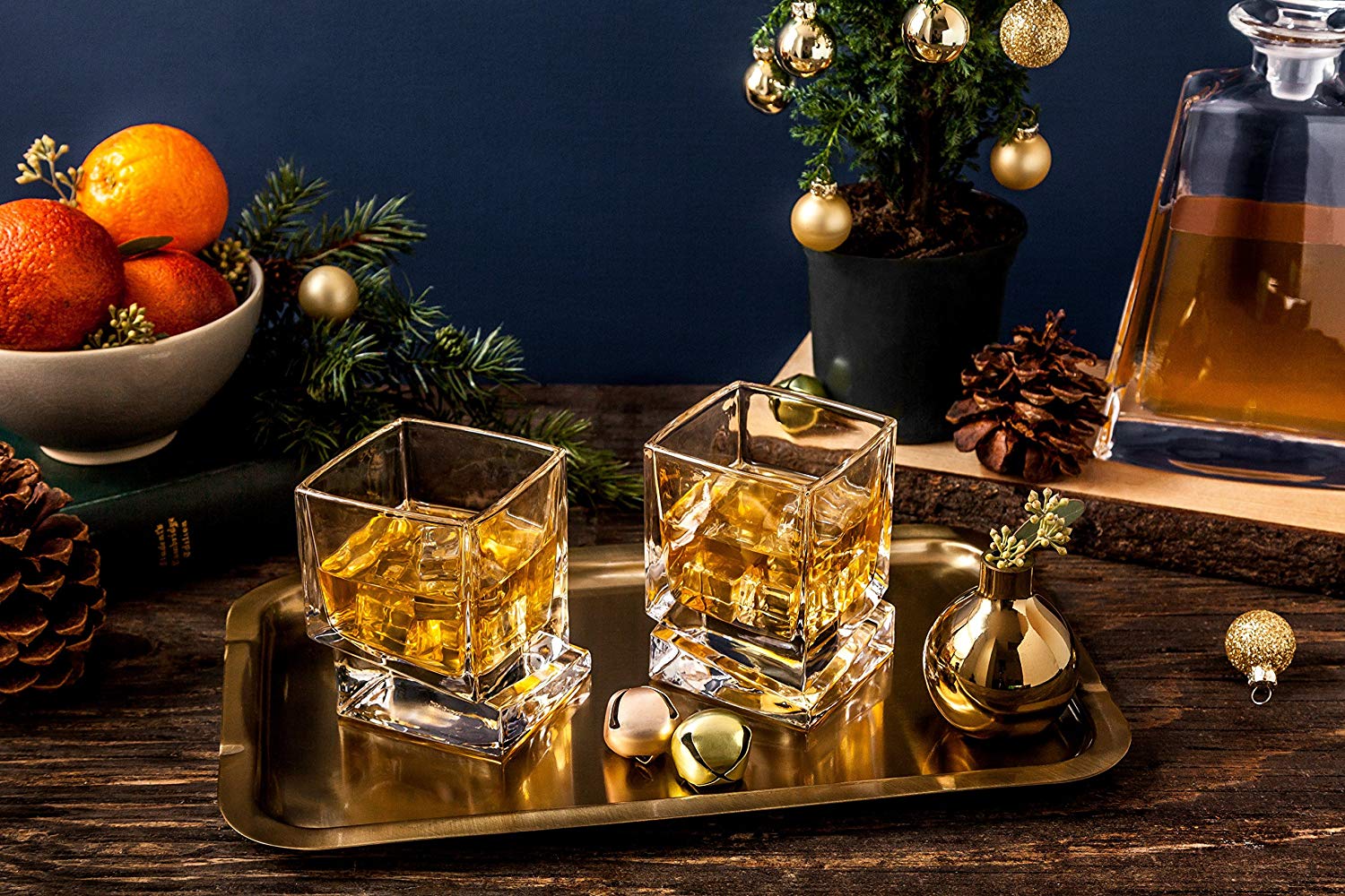 JoyJolt Carre Square Scotch Glasses