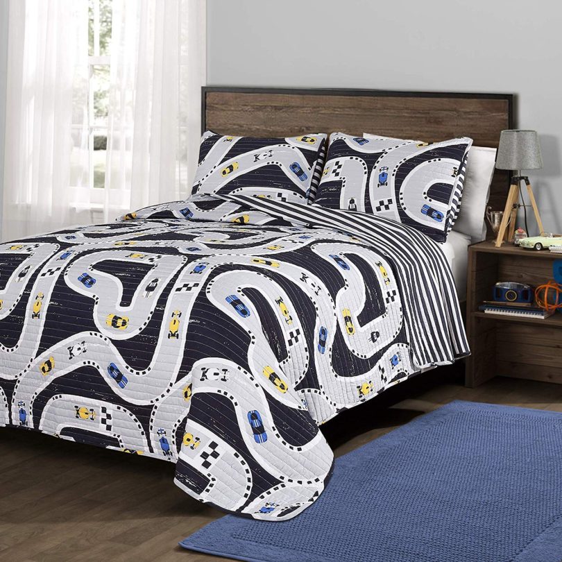 Lush Decor Car Tracks 2 Piece Quilt Set