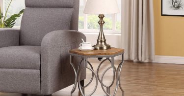 Vintage Finish Silver Metal Frame Hexagon Top Side End Table