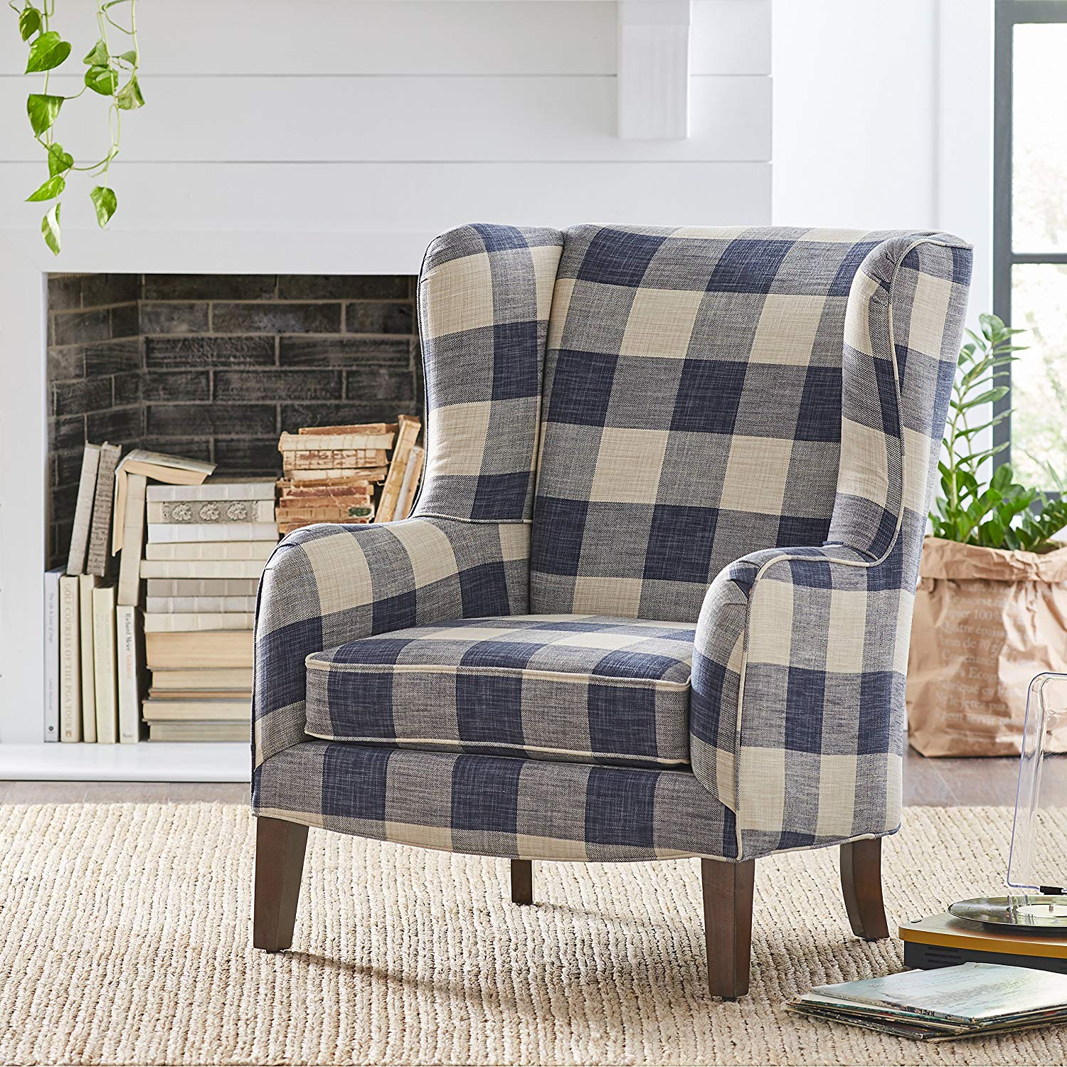 Stone & Beam Sadie Buffalo Check Wingback Chair