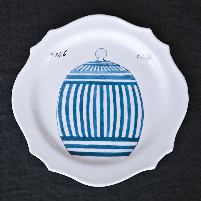 DIP STRIPES Handmade Printed Glass Dinner Plate