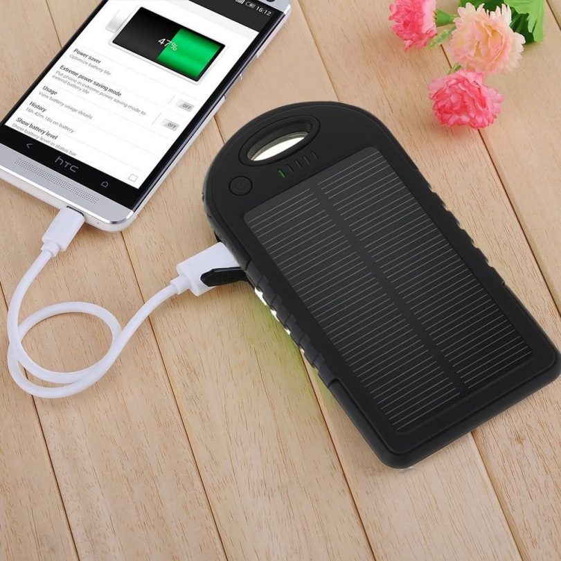 Portable Waterproof Solar Charger Dual USB External Battery Power Bank