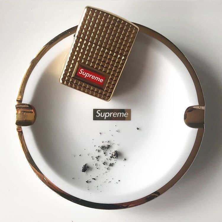 Supreme Gold Trim Ceramic Ashtray