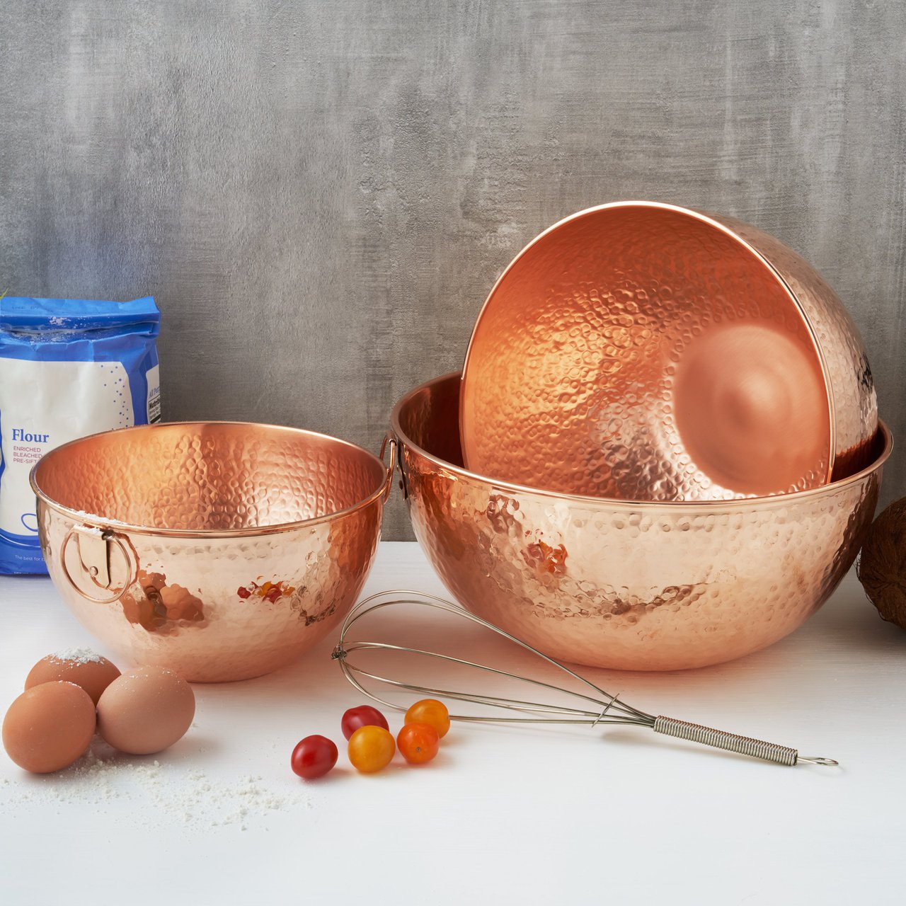 Solid Copper Beating Bowls Set