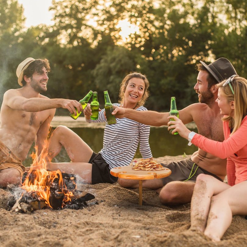 Portable Bamboo Picnic Wine Table and Cutlery Cheese Set