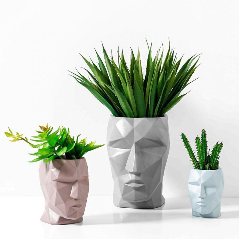 Geometric Lines People Face Vase