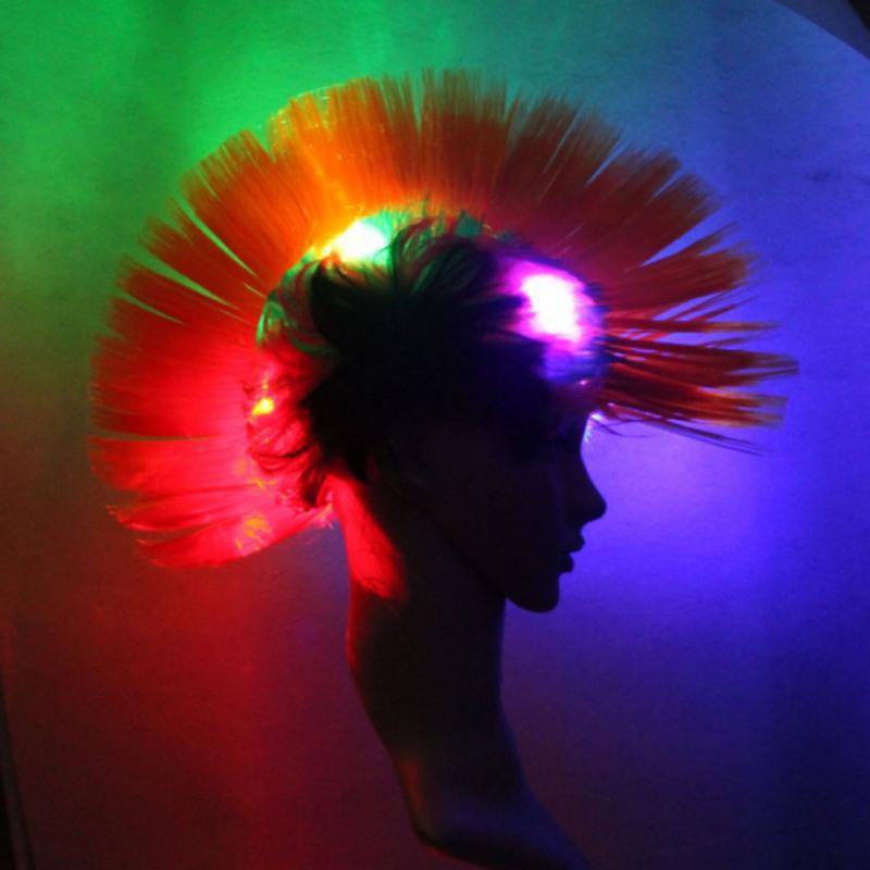 Rainbow Mohawk LED Wig