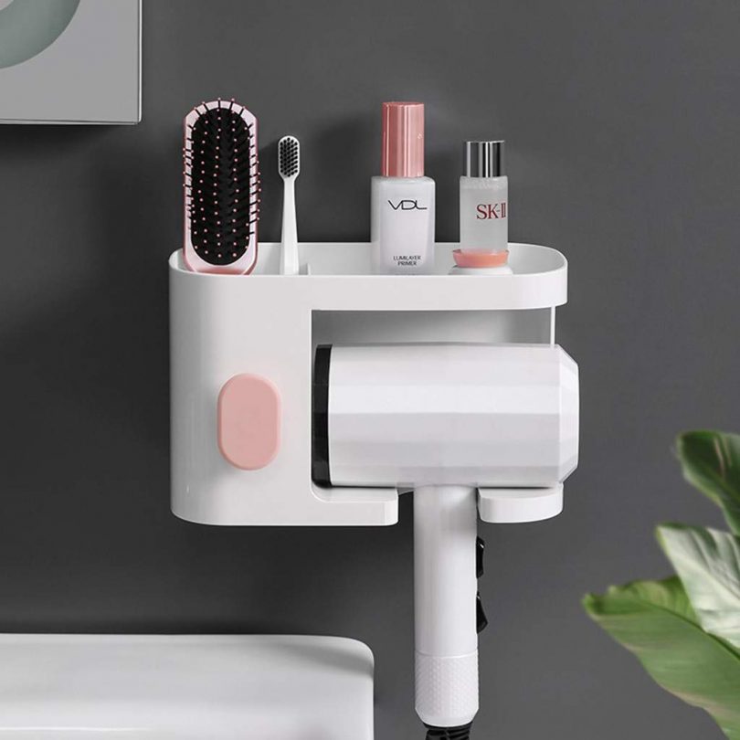 Suction Cup Hair Dryer Shelf Storage