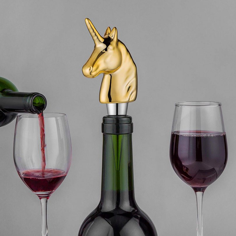 Smokeyojos Porcelain Gold Plating Unicorn Wine Bottle Stoppers Decorative Funny Wine Accessories Gift