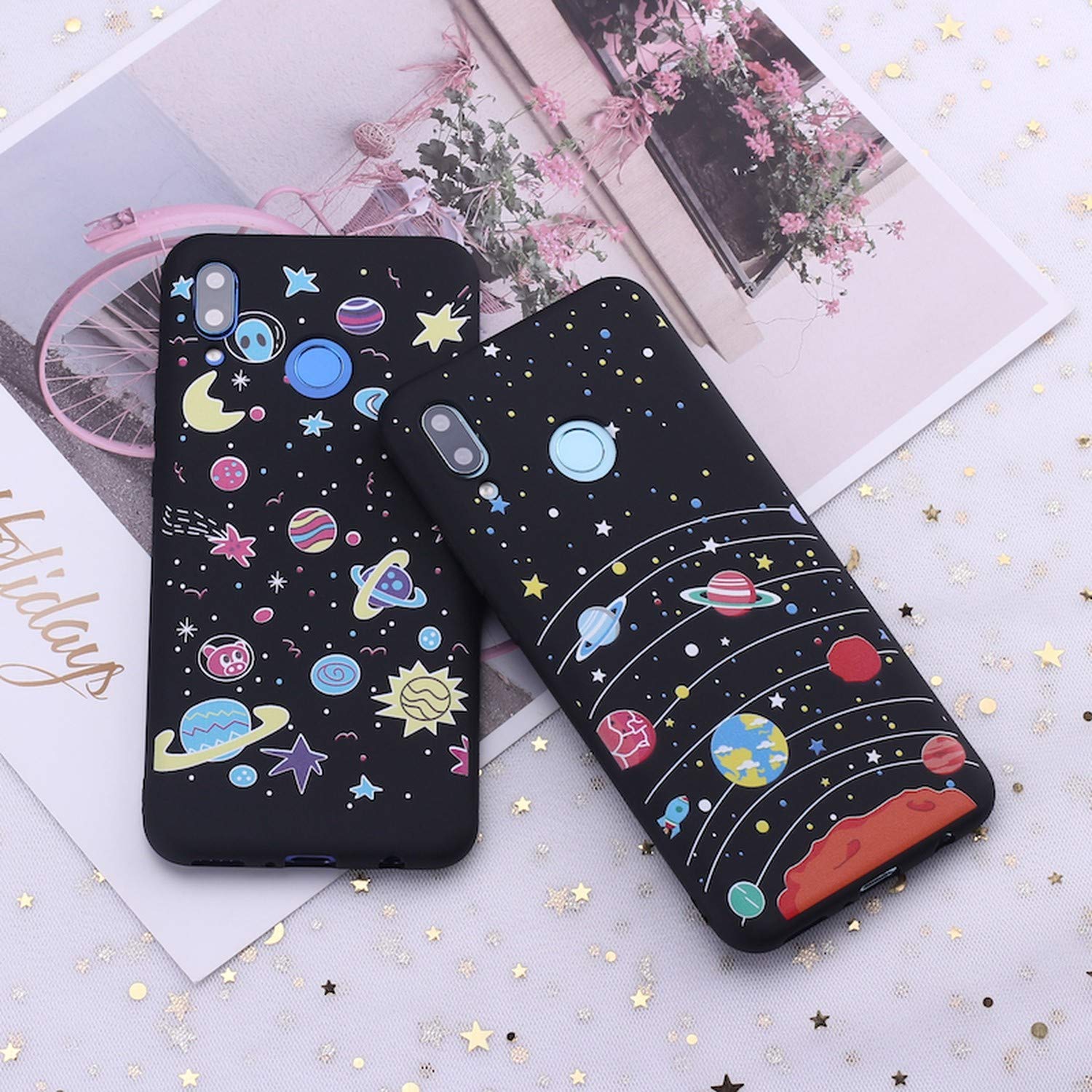 Huawei Honor Mate 10 20 Nova P20 P30 P Smart Space Moon Astronaut Stars Candy Silicone Phone Case Cover
