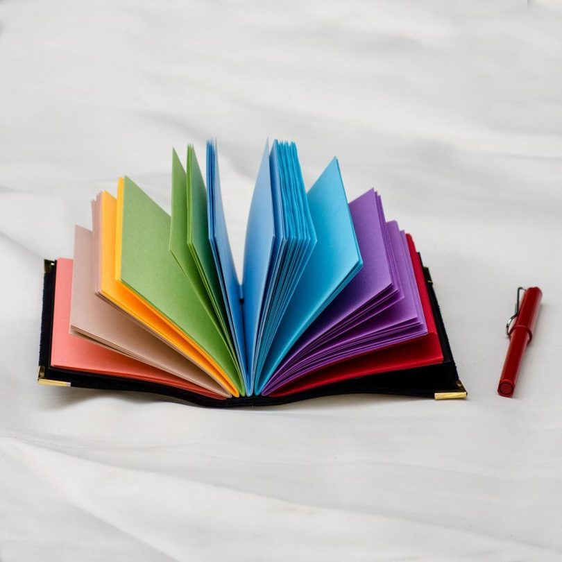 Black Leather Rainbow Journal