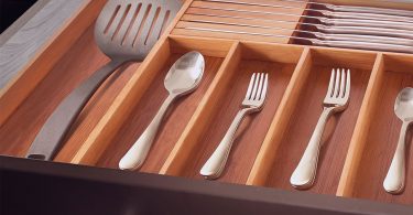 Bamboo Kitchen Expandable Drawer Organizer with Knife Block