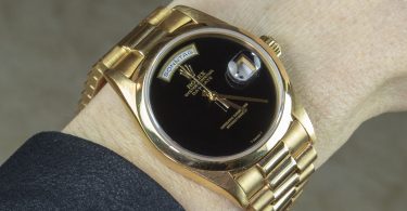 Rolex 18K Yellow Gold Day-Date President Watch with Factory Onyx Dial Copy