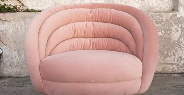 Custom Swivel Club Chair in Blush Pink Velvet