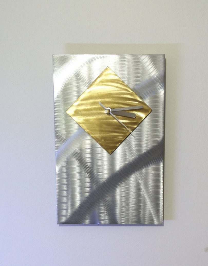 Bamboo (Gold) Modern Art Metal Wall Clock by Christopher Henderson