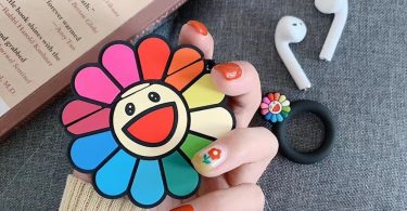 Japanese Sunflower Apple AirPods Protective Case Cover with Key Ring